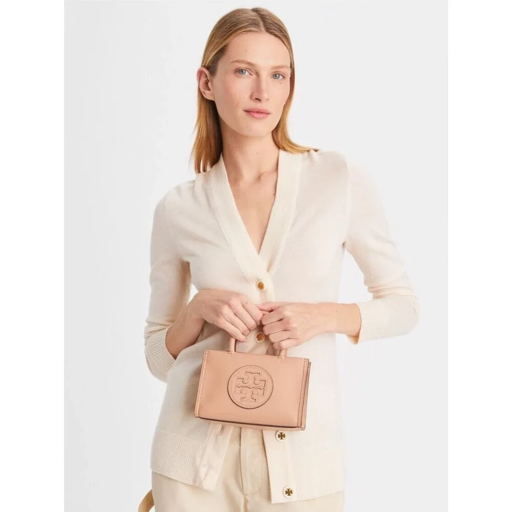 NWT Tory Burch MINI ELLA Bio Tote Bag in Light Sand Beige Tan Crossbody